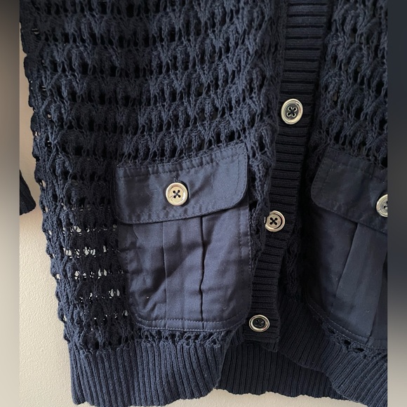 NWT Jones New York Navy Admiral Crochet Button Down Cardigan Small - Picture 6 of 11